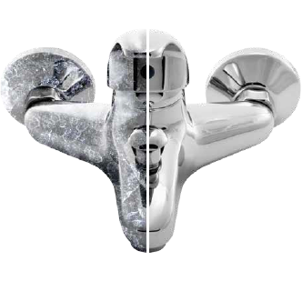 Kraan met en zonder kalkaanslag - Waterontharder