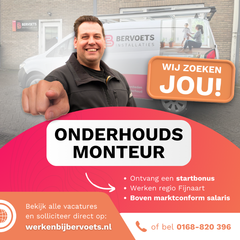 Op zoek naar een nieuwe baan? Word CV-ketelmonteur bij Bervoets Installaties!